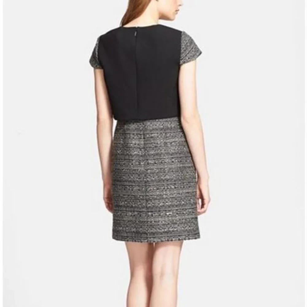 New Tory Burch Size 2‎ Deandra Mock Two Piece Metallic Tweed Shift Dress $425